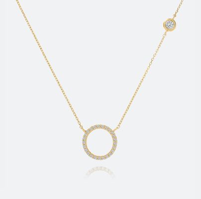 Collier en or plaqué S925 Cercle en argent Collier CZ Collier pour femmes 925 Sterling Silver