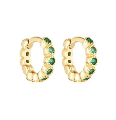 18K or plaqué bébé émeraude CZ Huggie boucles d'oreilles pour les filles bijoux de tous les jours