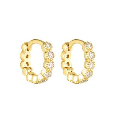 18K or plaqué bébé émeraude CZ Huggie boucles d'oreilles pour les filles bijoux de tous les jours