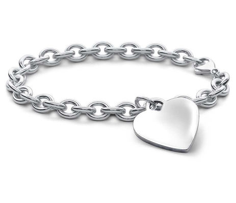 Le charme de cœur en argent 925 pour homme, un bracelet pour un look sophistiqué 15x15mm