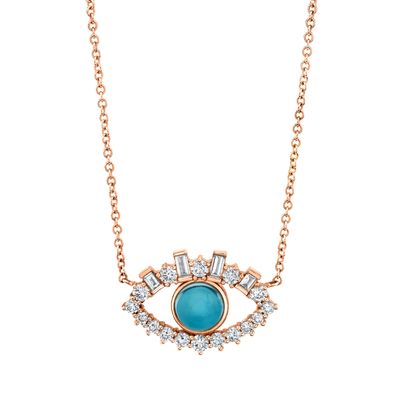 Baguette plaquée en or 18K Zircon cubique 925 Sterling Argent Collier de mauvais œil féminin