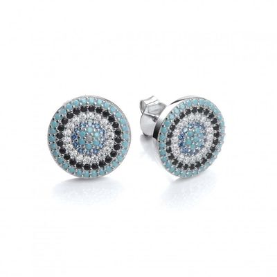 Cercle ZIRCON 18K plaqué en or artisanal Micron Pave CZ Eye Turkiye Design Stud Boucle d'oreille 925 Sterling Silver