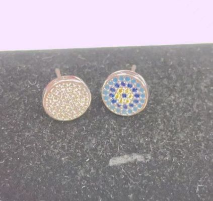 Cercle ZIRCON 18K plaqué en or artisanal Micron Pave CZ Eye Turkiye Design Stud Boucle d'oreille 925 Sterling Silver