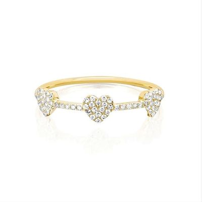 18K or plaqué 925 Sterling Silver 3 Micro Pave Ringe de cœur pour les femmes et élégant