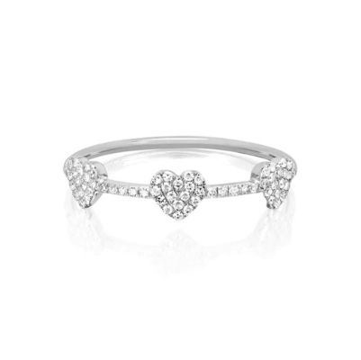 18K or plaqué 925 Sterling Silver 3 Micro Pave Ringe de cœur pour les femmes et élégant