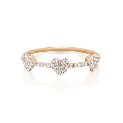 18K or plaqué 925 Sterling Silver 3 Micro Pave Ringe de cœur pour les femmes et élégant