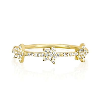 18K plaqué en or Argent CZ Anneaux de déclaration d'étoile pour femmes Micro Pave Setting Certifié