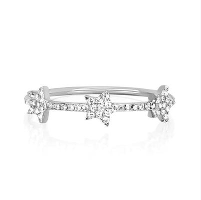 18K plaqué en or Argent CZ Anneaux de déclaration d'étoile pour femmes Micro Pave Setting Certifié