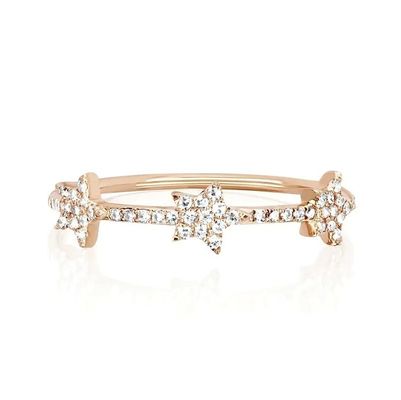 18K plaqué en or Argent CZ Anneaux de déclaration d'étoile pour femmes Micro Pave Setting Certifié