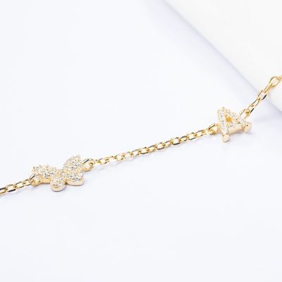 Collier Mini 18K Or Blanc Micron Pave CZ Papillon 925 Collier en argent sterling
