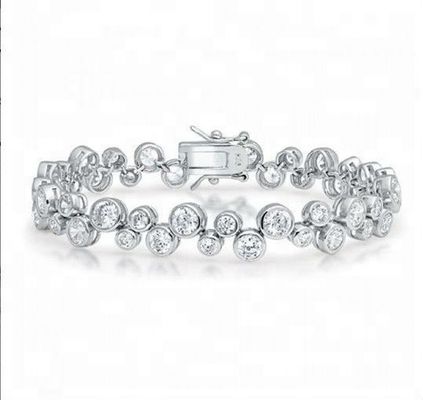 Bracelet de tennis en argent sterling 925 avec option de réglage en pierre blanche CZ et bézel