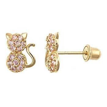 Type de bijoux Boucles d'oreilles YCE6799 Rose CZ Boucles d'oreilles de chat pour petites filles