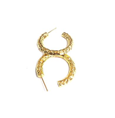 ODM 18K Boucles d'oreilles en or tubulaire en or jaune plaqué Boucles d'oreilles tubulaires