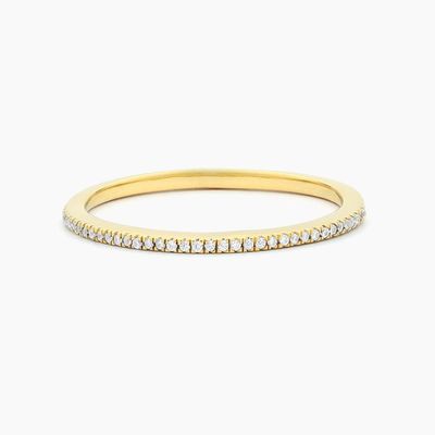 Article chaud 18K or plaqué demi-éternité empilable 925 argent sterling bague de musique féminine