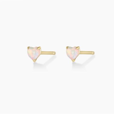 Des boucles d'oreilles en forme d'opal en forme de cœur 925 Sterling Silver Dainty 18K plaqué en or