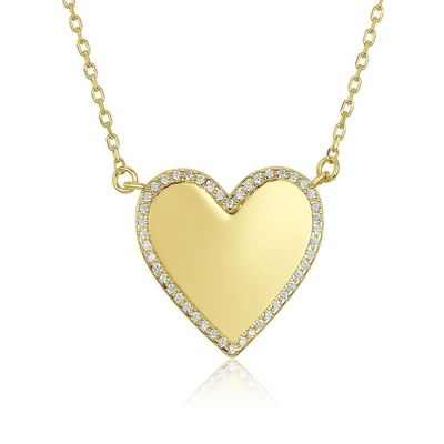 Collier de cœur blanc CZ 16 " Collier de cœur d'amour personnalisé