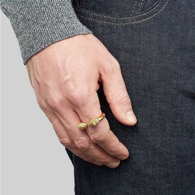 Anneau à tête de lion pour homme réglable 18K Or Taille 5 - Taille 10 Anneau de lion en laiton