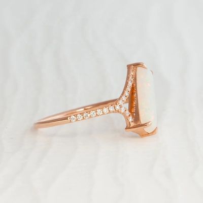 Baguette coupée Opal Snow Track Ring Taille 4 Taille 10 925 Argent Sterling