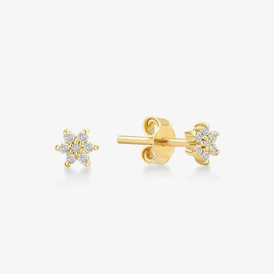 925 argent sterling ornementé à la main 18K plaqué simplement blanc CZ fleur boucle d'oreille magnétique