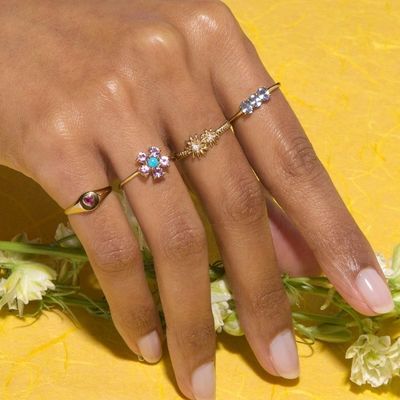 Mode or plaqué 925 Sterling Silver Daisy CZ anneau accessoire d'élégance féminine