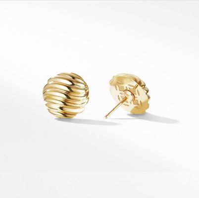 OEM Boucles d'oreilles sculptées en câble 18K plaqué en or Boucles d'acier inoxydable
