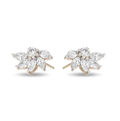 925 Boucles d'oreilles en argent à fleurs OEM CZ Boucles d'oreilles en argent plaqué