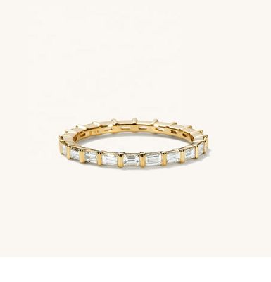 L'anneau blanc CZ 925 argent sterling baguette de l'éternité