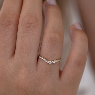925 argent sterling courbé diamant CZ bague de fiançailles