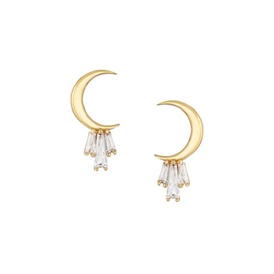 18K plaqué en or 925 Sterling Silver Baguette Boucles d'oreilles pour femmes AAA CZ pierre