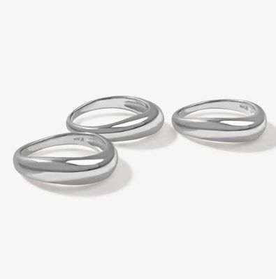 US5-US10 925 Anneaux empilables en argent sterling 18K plaqués en or