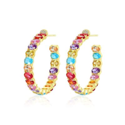 Boucles d'oreilles brésiliennes en or 18K coupe ovale en laiton boucles d'oreilles