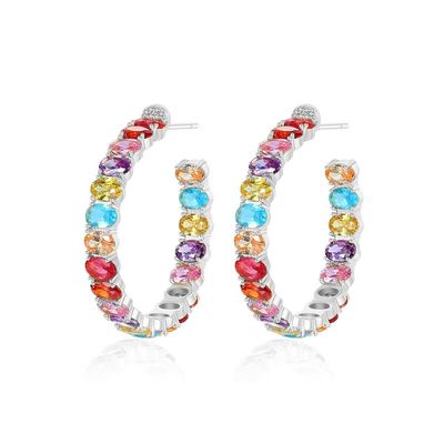 Boucles d'oreilles brésiliennes en or 18K coupe ovale en laiton boucles d'oreilles