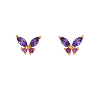 18K or Marquise coupé Turquoise CZ 925 Sterling Argent Papillon Stud Boucles d'oreilles pour femmes
