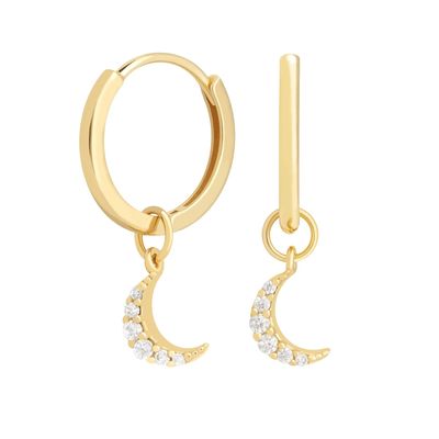 Boucles d'oreilles Dangle Moon Hoop 925 argent pour femmes or brésilien plaqué 18K bijoux personnalisés