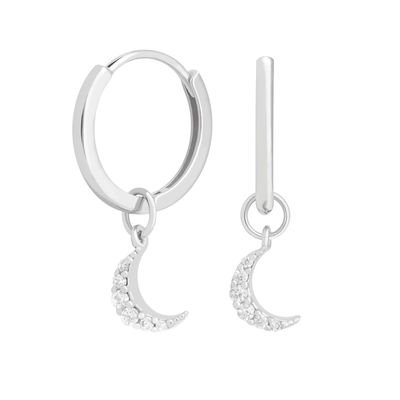 Boucles d'oreilles Dangle Moon Hoop 925 argent pour femmes or brésilien plaqué 18K bijoux personnalisés