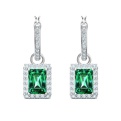 Verte CZ Diamant 925 Sterling Argent Classic Boucle d'oreille de luxe pour la mode féminine