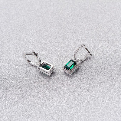 Verte CZ Diamant 925 Sterling Argent Classic Boucle d'oreille de luxe pour la mode féminine