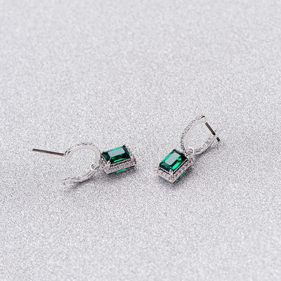 Verte CZ Diamant 925 Sterling Argent Classic Boucle d'oreille de luxe pour la mode féminine
