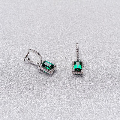 Verte CZ Diamant 925 Sterling Argent Classic Boucle d'oreille de luxe pour la mode féminine