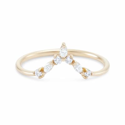 Anneaux d'empilement en forme de V avec un cercle et un marquise blanc CZ en argent sterling 925