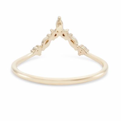 Anneaux d'empilement en forme de V avec un cercle et un marquise blanc CZ en argent sterling 925