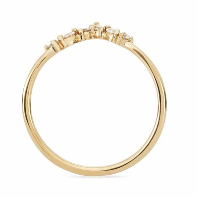 Anneaux d'empilement en forme de V avec un cercle et un marquise blanc CZ en argent sterling 925