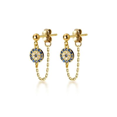 925 Sterling Silver CZ Diamant Or Plated Eye Stud Boucles d'oreilles pour femmes