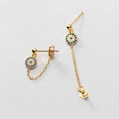 925 Sterling Silver CZ Diamant Or Plated Eye Stud Boucles d'oreilles pour femmes