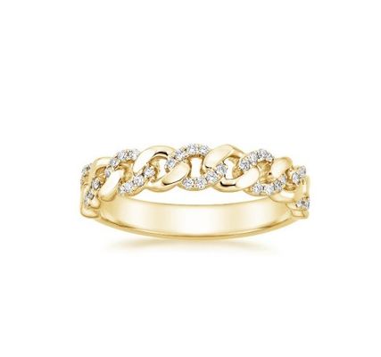 Micron Pave CZ 18K plaqué en or Chaîne d'empilement Lien de chaîne 925 Sterling Silver Bague pour femmes
