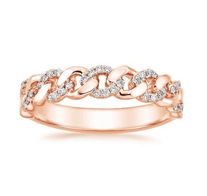 Micron Pave CZ 18K plaqué en or Chaîne d'empilement Lien de chaîne 925 Sterling Silver Bague pour femmes