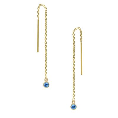 925 Sterling Silver Simply 18K plaqué or Boucle d'oreille à chaîne de la femme