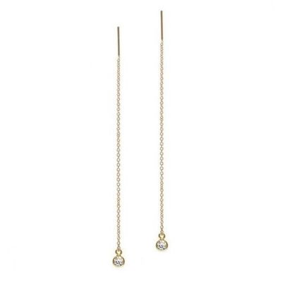 925 Sterling Silver Simply 18K plaqué or Boucle d'oreille à chaîne de la femme