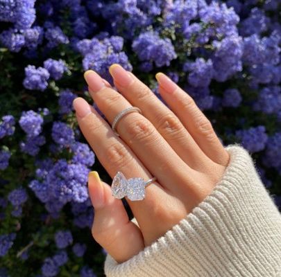 925 Sterling Silver Anneau de fiançailles en deux pierres avec des pierres blanches