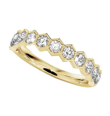 US5-US11 Bande de mariage en nid de miel plaquée en or 925 Sterling Silver Ring
